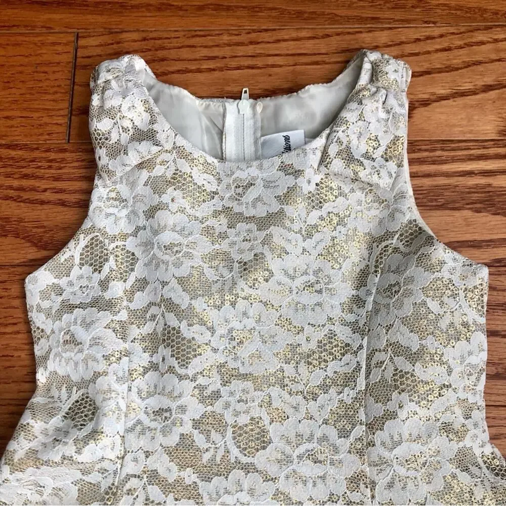 Rare Editions A-Line Lace Lined Tulle Creme Gold Party Dress Girl’s Size 4T